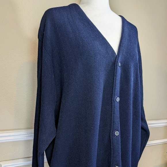 Izod Navy Cardigan Button Down Sweater - Picture 4 of 6